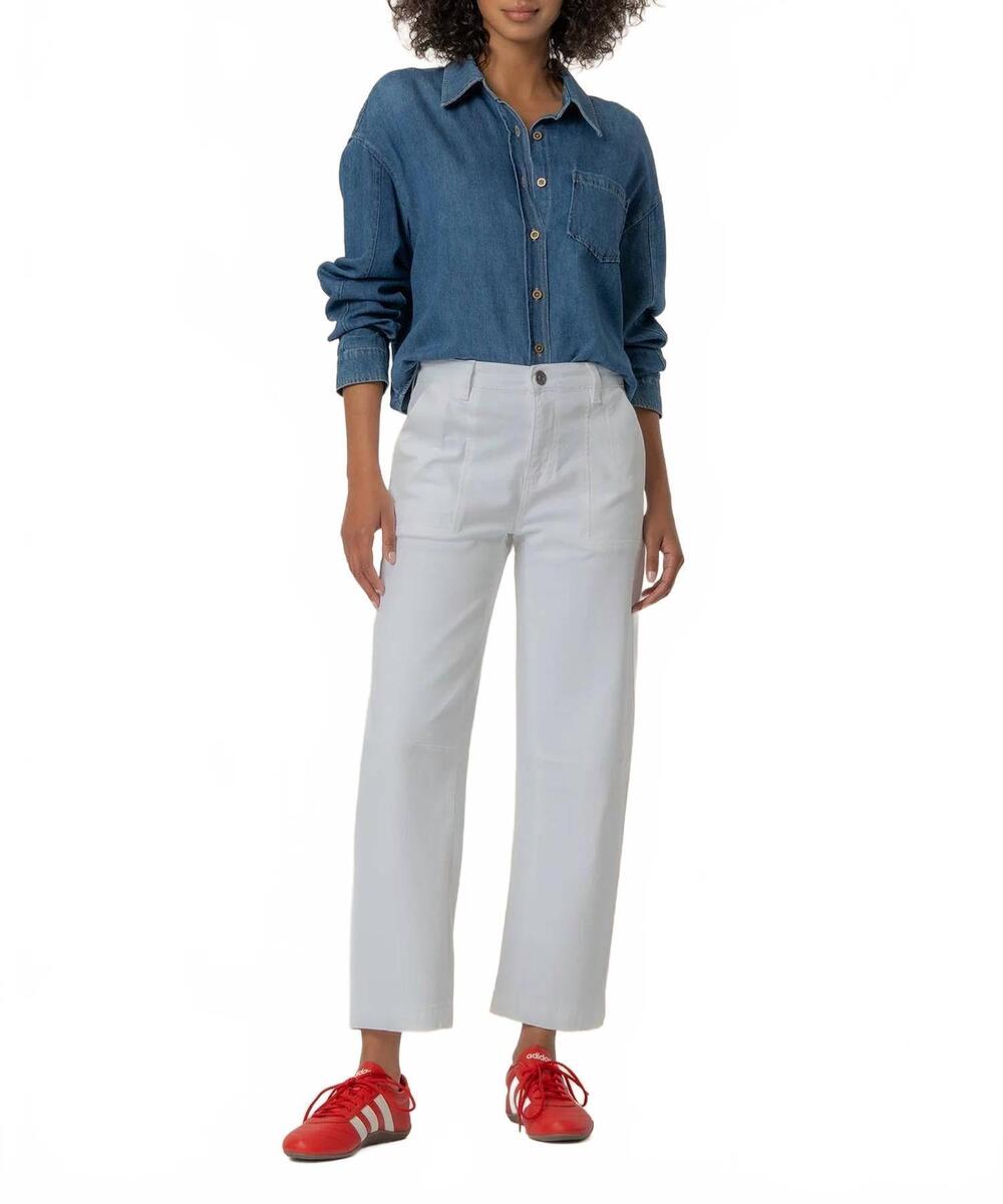 NEW KUT FROM THE KLOTH ashton high rise relaxed pants in optic white